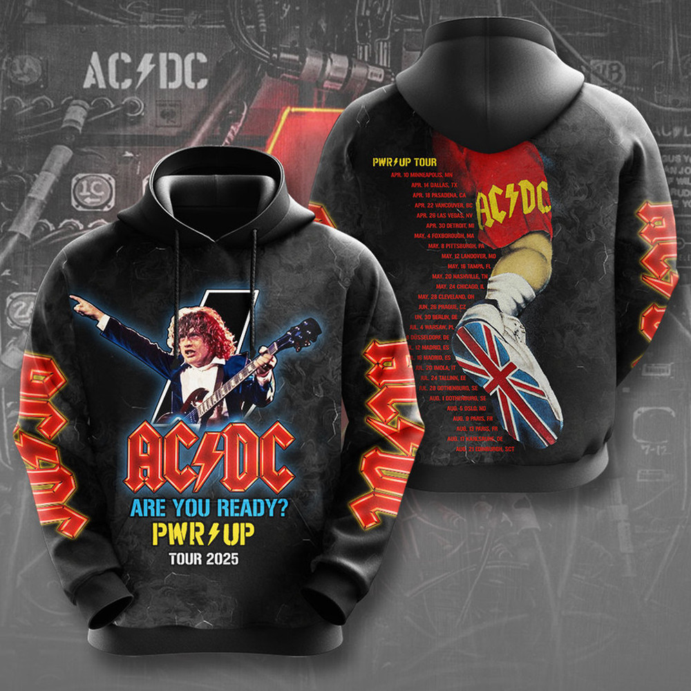 AC DC Pwr Up Tour 2025 Are You Ready Hoodie Rock Band Fans Gifts Gifts For Men