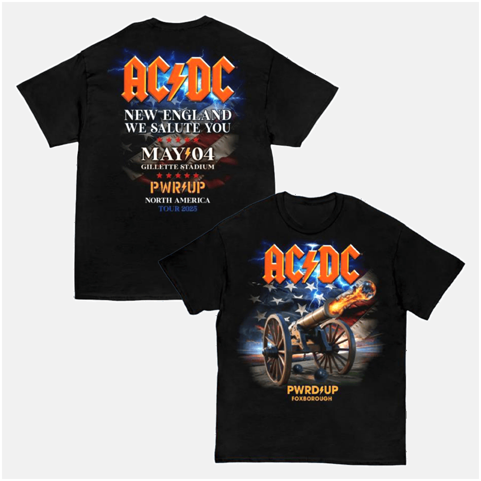 ACDC Merch Foxborough PWR Up Tour T-Shirt Gift Ideas For Music Lovers Gifts For Best Friend