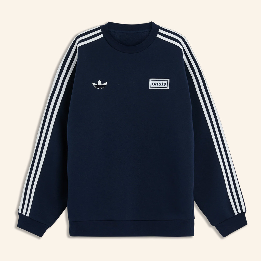 Adidas Oasis Merch 2025 Tour Sweatshirt Live 25 Adidas Crewneck Sweatshirt Navy Him Gifts