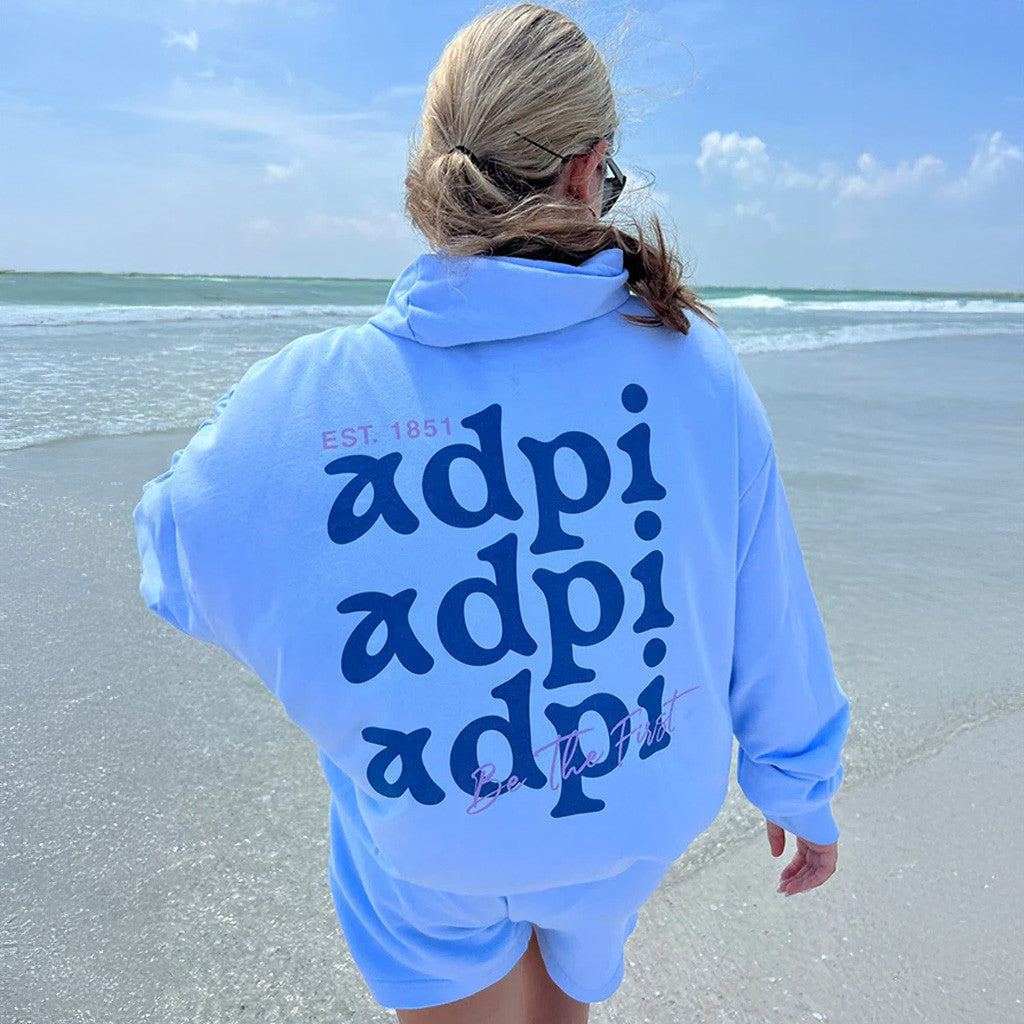 ADPI Merch Alpha Delta Pi Arctic Light Blue Hoodie Gifts For Girlfriend