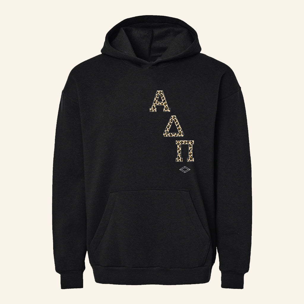 ADPI Merch Alpha Delta Pi Cheetah Letters Hoodie Gift Ideas For Husband