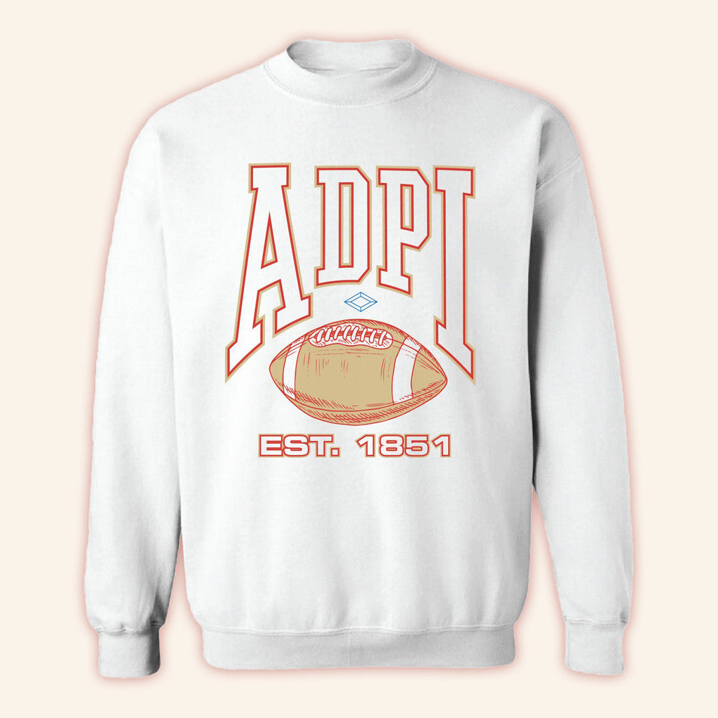 ADPI Merch Alpha Delta Pi Football Sorority Crewneck Sweatshirt Gifts For Besties