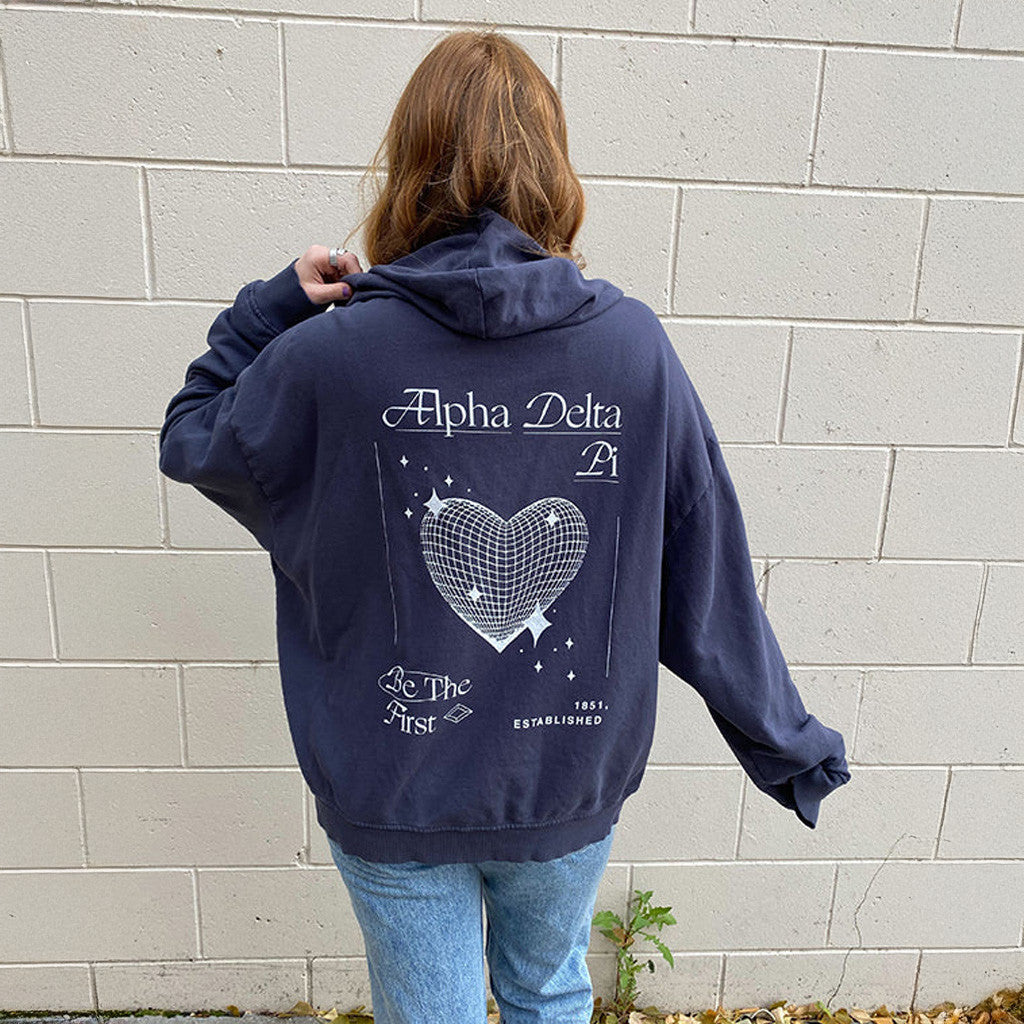ADPI Merch Alpha Delta Pi Midnight Sky Disco Heart Matching Hoodie Gifts For Besties