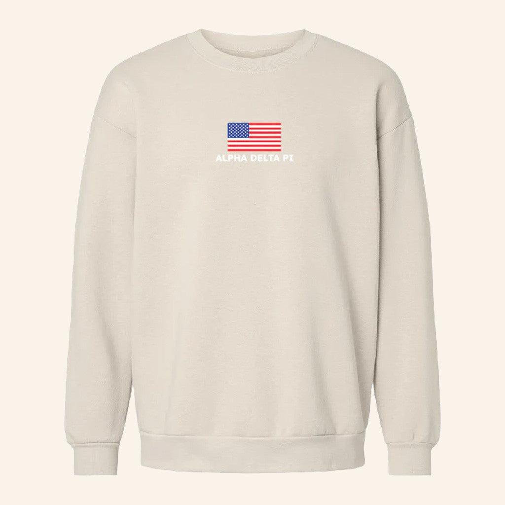 ADPI Merch USA Flag Alpha Delta Pi Crewneck Sweatshirt Gifts For Friends