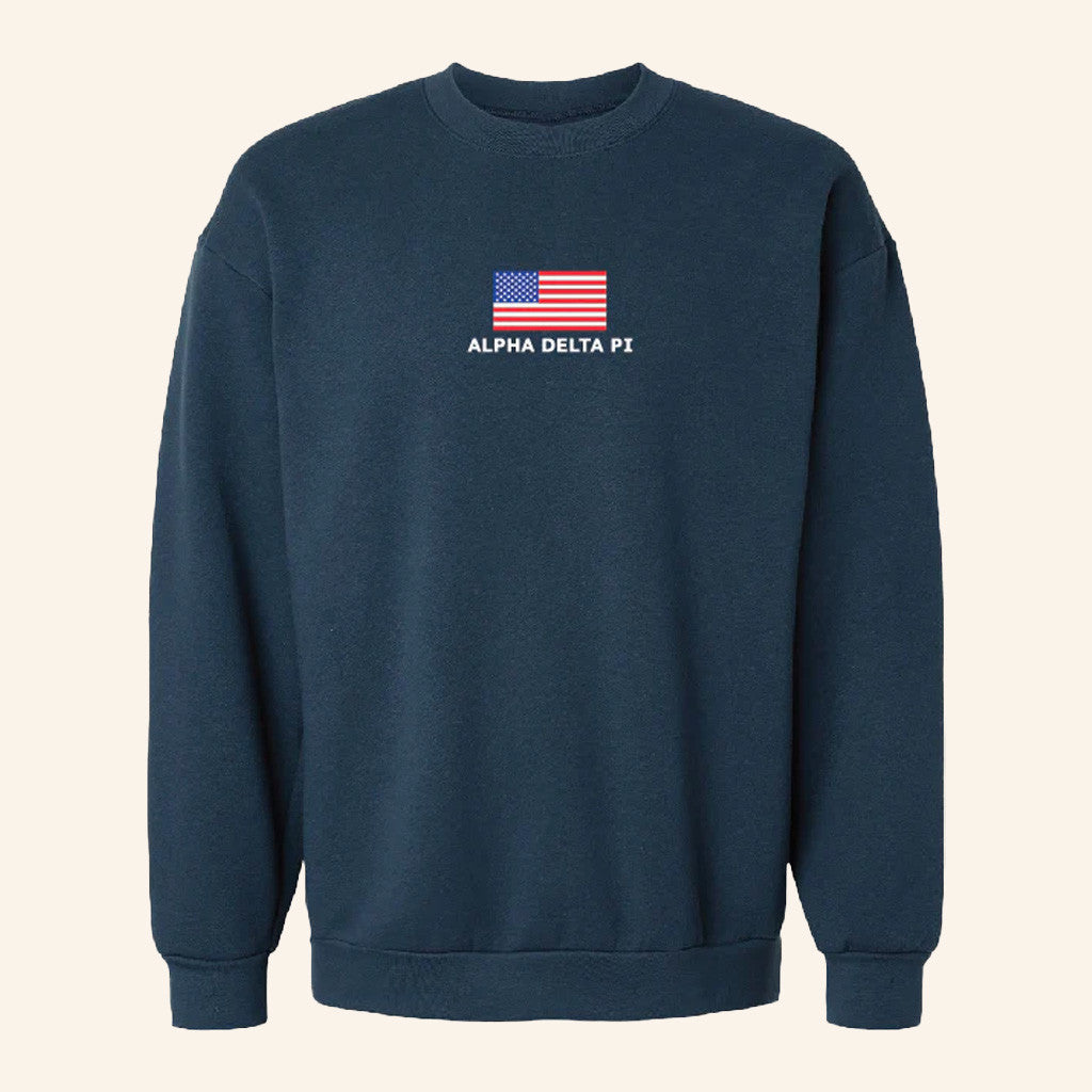 ADPI Merch USA Flag Navy Alpha Delta Pi Crewneck Sweatshirt Gifts For Friends