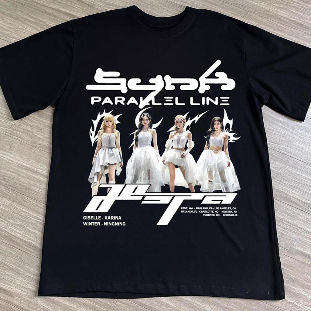 AESPA Synk Parallel Line Tour Shirt Aespa Live Tour T-Shirt Gift Ideas For Fans