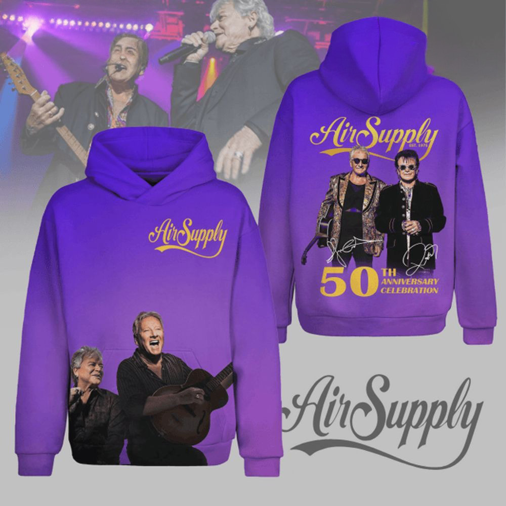 Air Supply 50Th Anniversary Celebration 2025 Hoodie Air Supply Merch Gifts For Rock Duo Fans