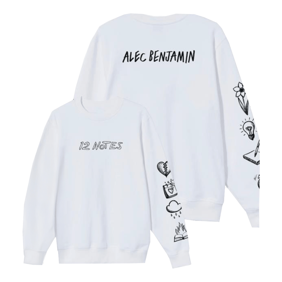 Alec Benjamin Merch 12 Notes Tour Crewneck Sweatshirt Music Lover Gift Ideas For Him