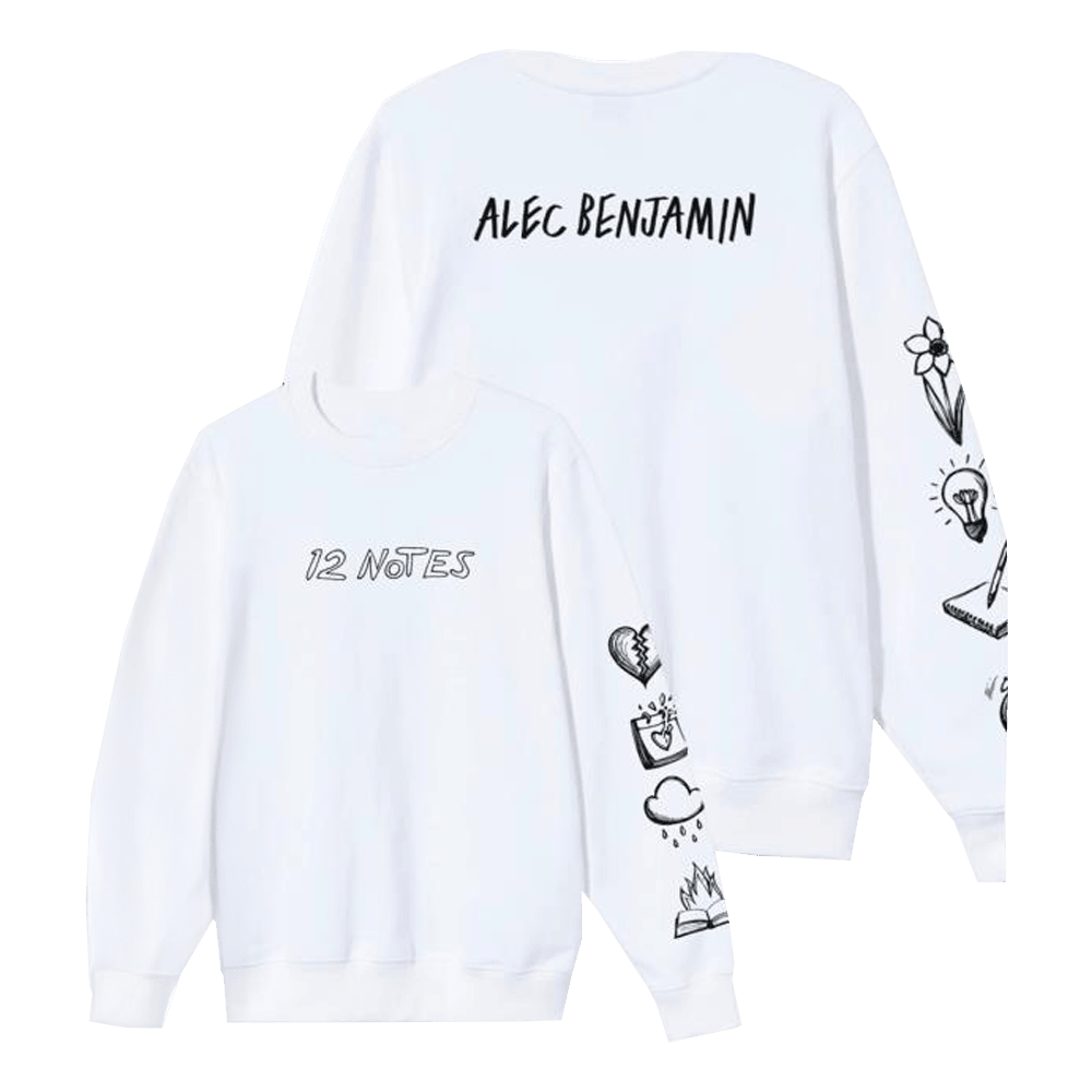 Alec Benjamin Merch 12 Notes Tour Crewneck Sweatshirt Music Lover Gift Ideas For Him