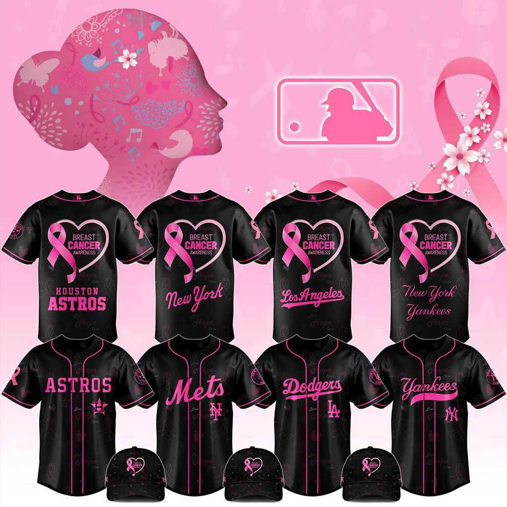 All Team MLB X Breast Cancer Awareness Month 2025 Black Jersey MLB Merch Baseball Gift Ideas