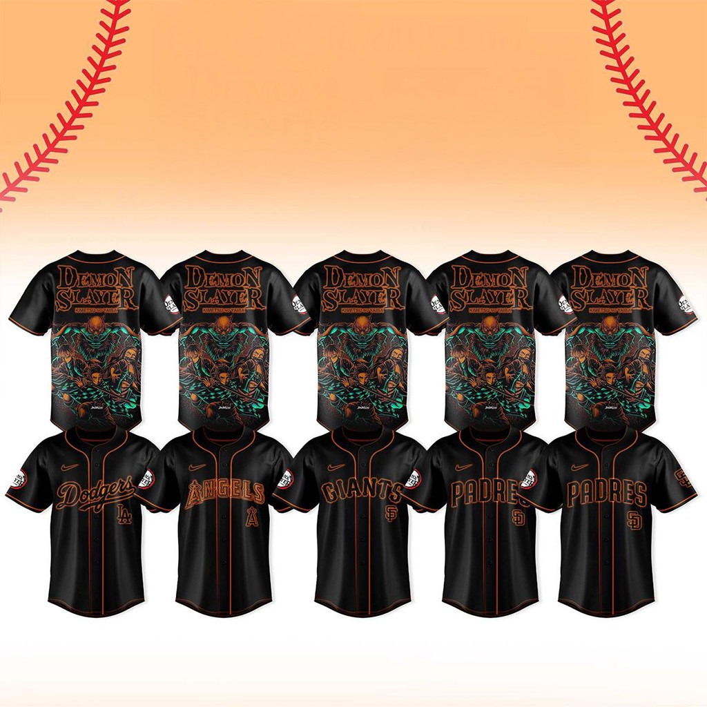 All Team MLB X Demon Slayer Kimetsu No Yaiba Jersey MLB Merch Cool Baseball Gifts