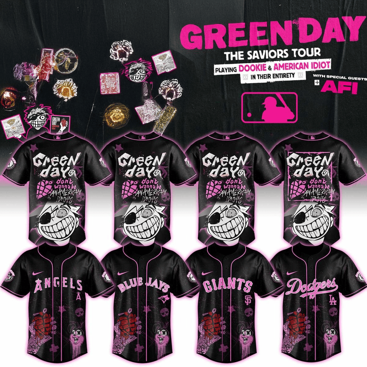 All Team MLB X Green Day The Saviors Tour 2025 Jersey MLB Merch Gifts For Fans