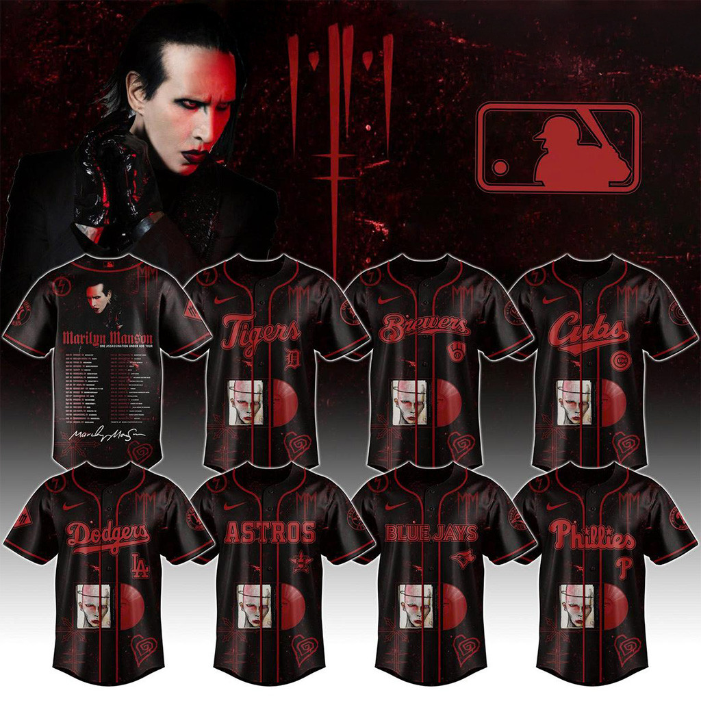 All Team MLB X Marilyn Manson Tour 2025 Jersey MLB Merch Gifts For Baseball Fans