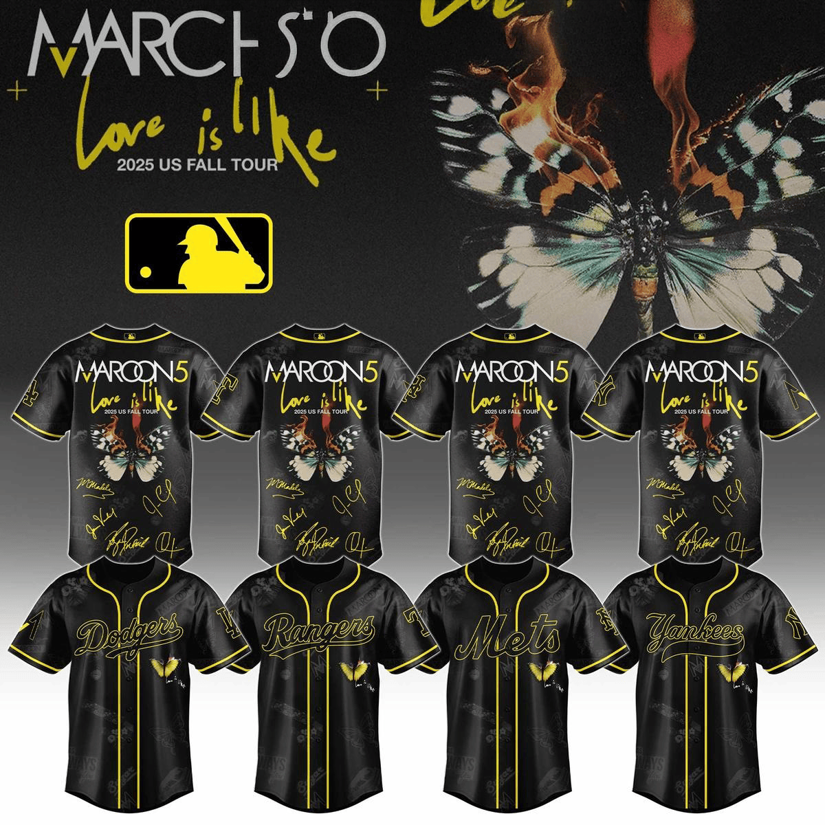 All Team MLB X Maroon 5 Us Fall Tour 2025 Jersey MLB Merch Gifts For Fans