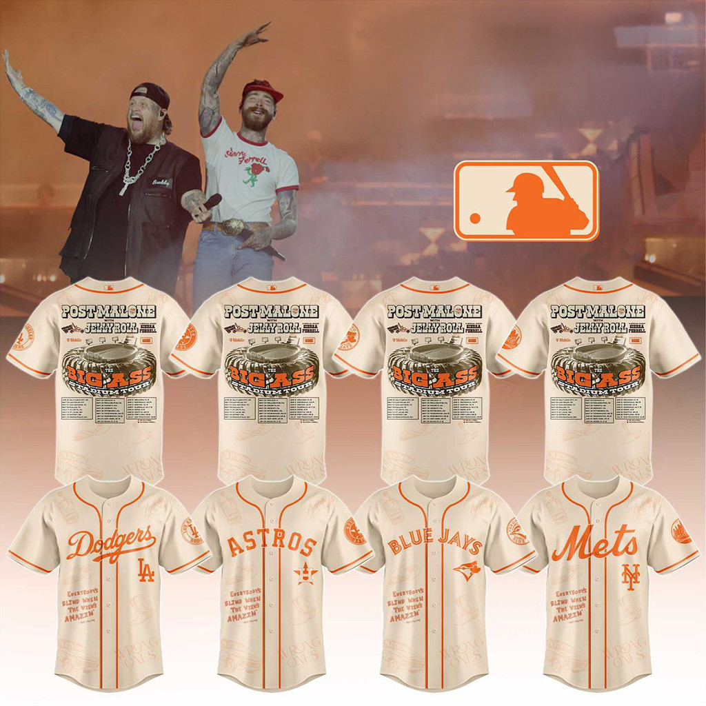 All Team MLB X Post Malone The Big Ass World Tour 2025 Jersey MLB Merch Gifts For Fans