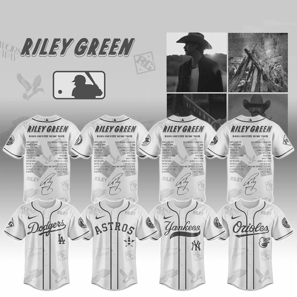 All Team MLB X Riley Green Damn Country Music Tour 2025 Jersey MLB Merch Cool Baseball Gifts