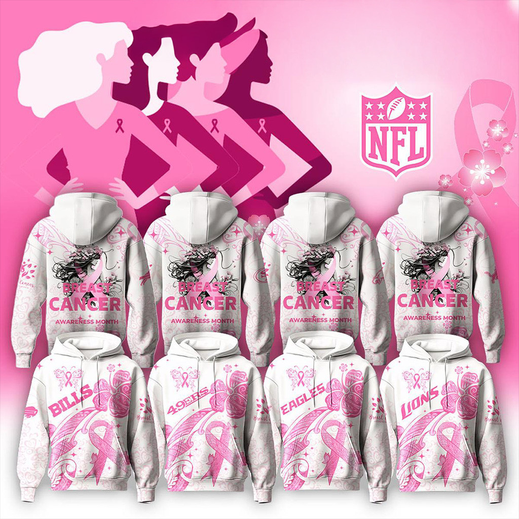 All Team NFL X Breast Cancer Awareness Month 2025 Hoodie NFL Merch Gifts For Fans