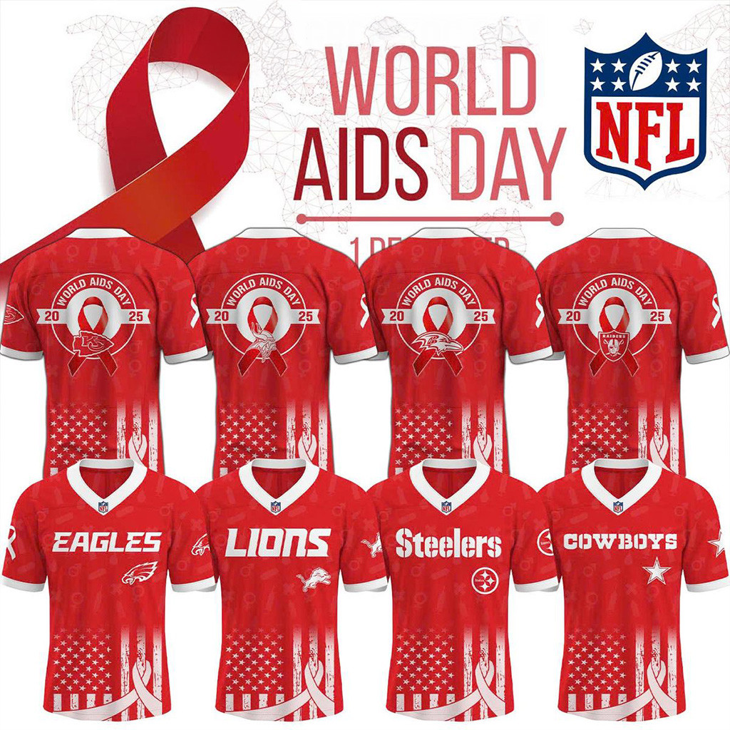 All Team NFL X World Aids Day Jersey NFL Merch Best Gift For Football Lovers