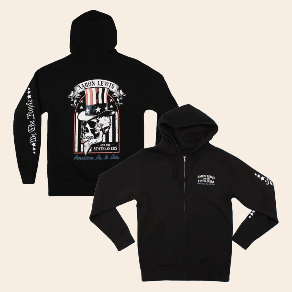 andise Uncle Sam Skull Zip Up Hoodie Aaron Lewis Merch Top Father's Day Birthday Gifts