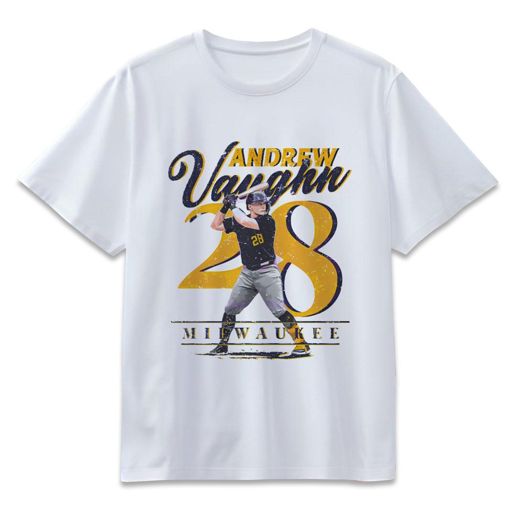 Andrew Vaughn Milwaukee Number 28 T-Shirt Andrew Vaughn Merch Cool Baseball Gifts