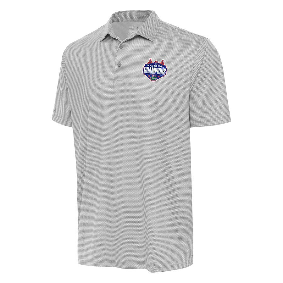 Antigua Gray Florida Gators 2025 NCAA Men's Basketball National Champions Rings Polo Shirt Mens