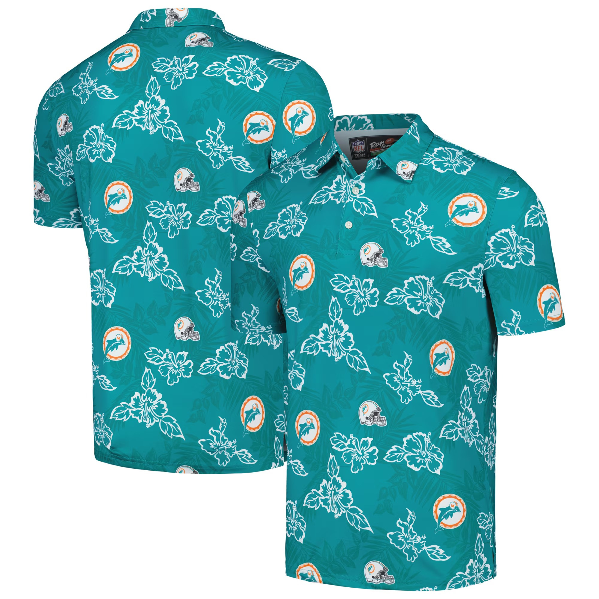 Aqua Miami Dolphins Polo Shirt MLB Aloha Shirt First Fathers Day Gift Ideas