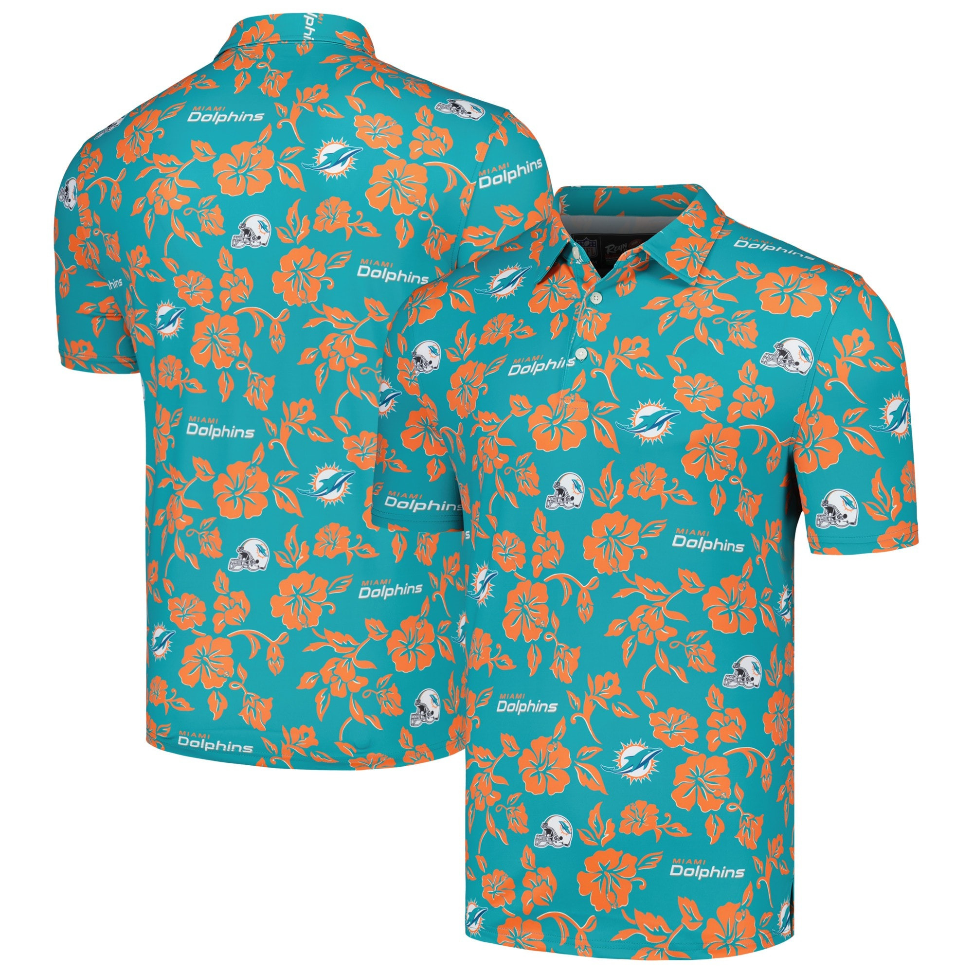 Aqua Miami Dolphins Polo Shirt MLB Aloha Shirt Unique Father's Day Gifts For Baseball Fans