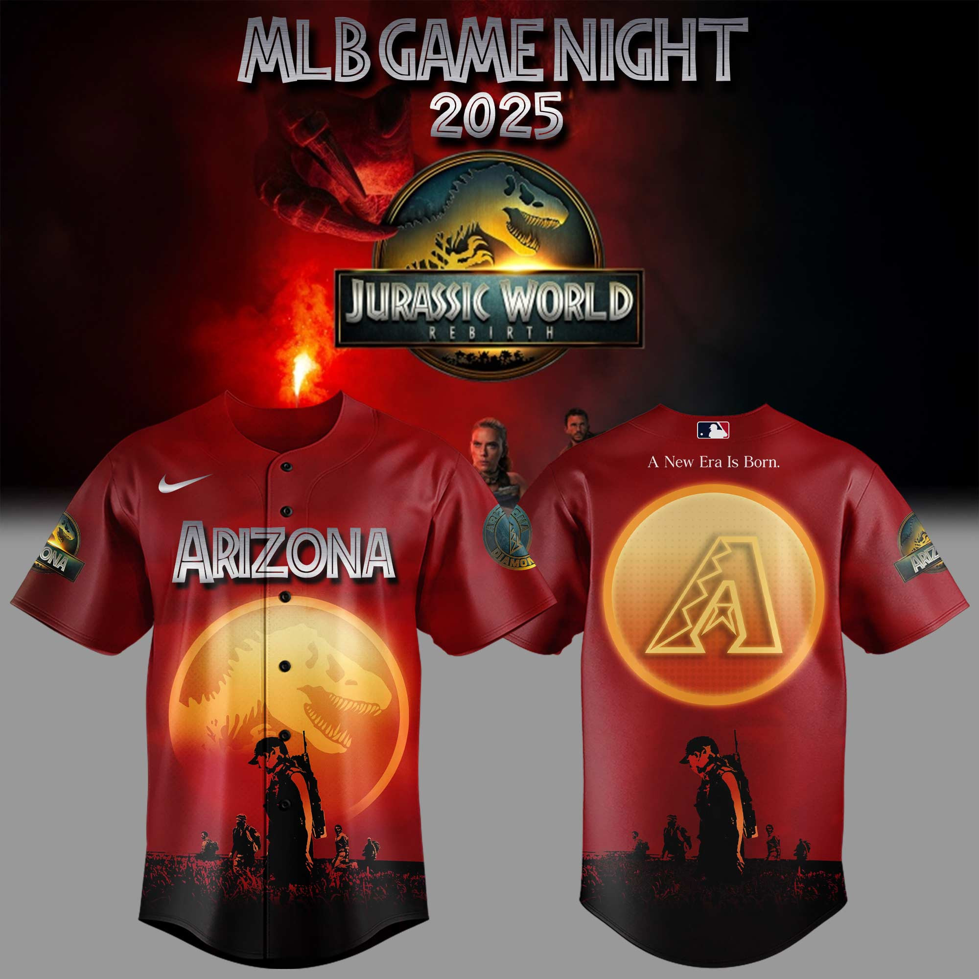 Arizona Diamondbacks Jurassic World Rebirth Jersey Gifts For Fans