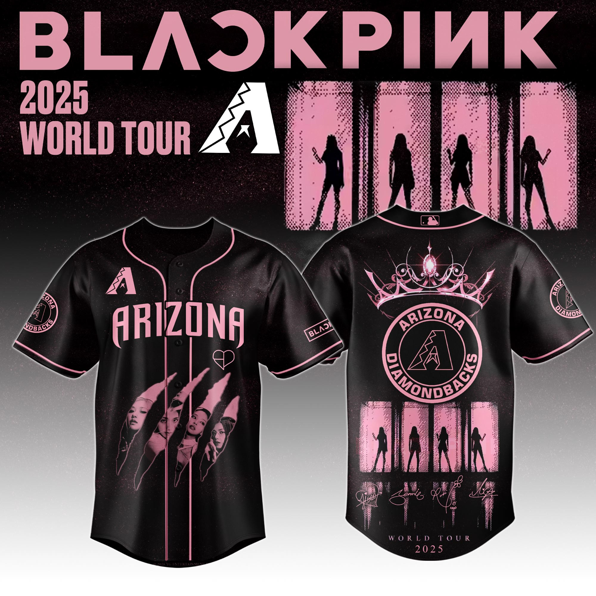 Arizona Diamondbacks MLB X Black Pink World Tour Baseball Jersey Arizona Diamondbacks Merch