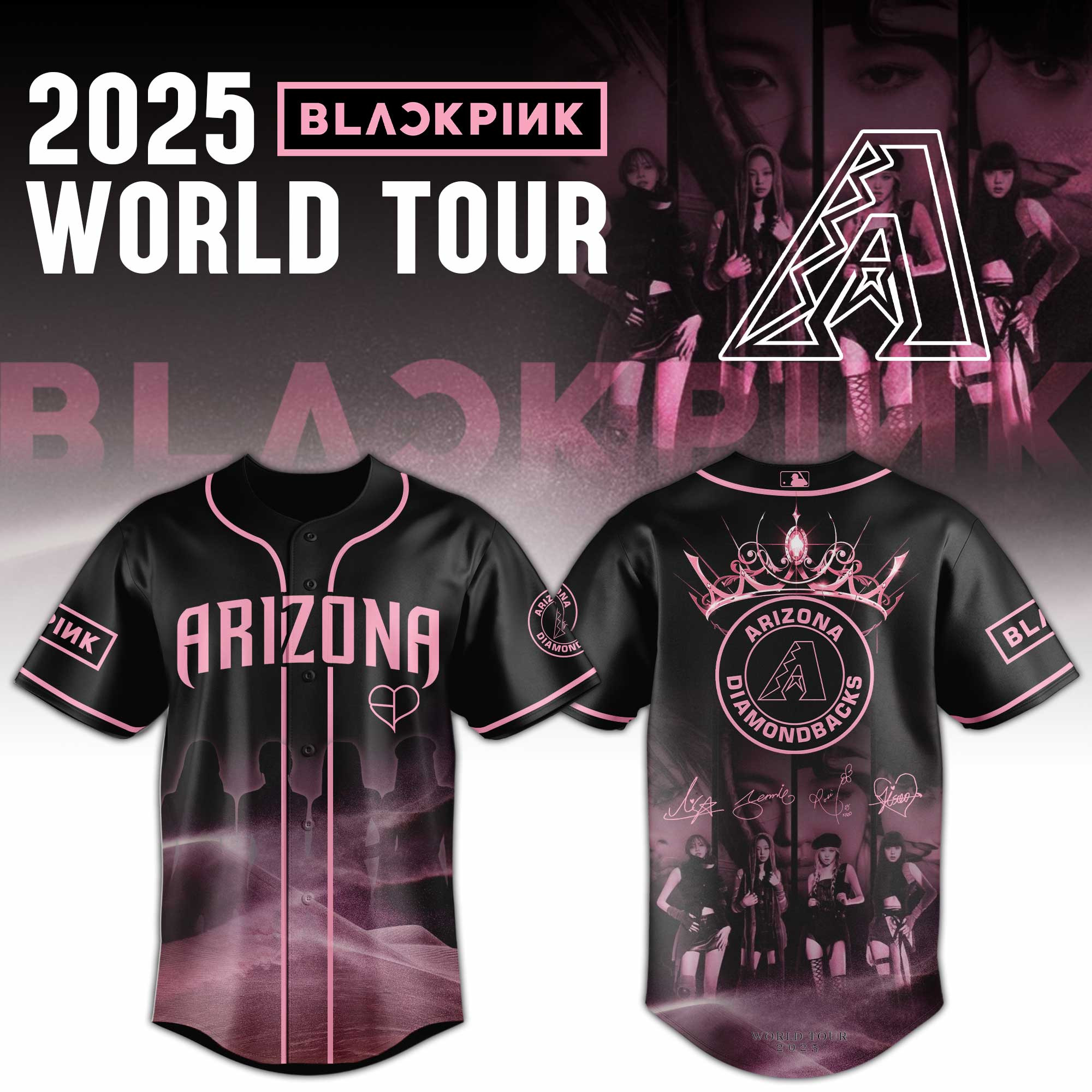 Arizona Diamondbacks Mlb X Black Pink World Tour Baseball Jersey For Fans
