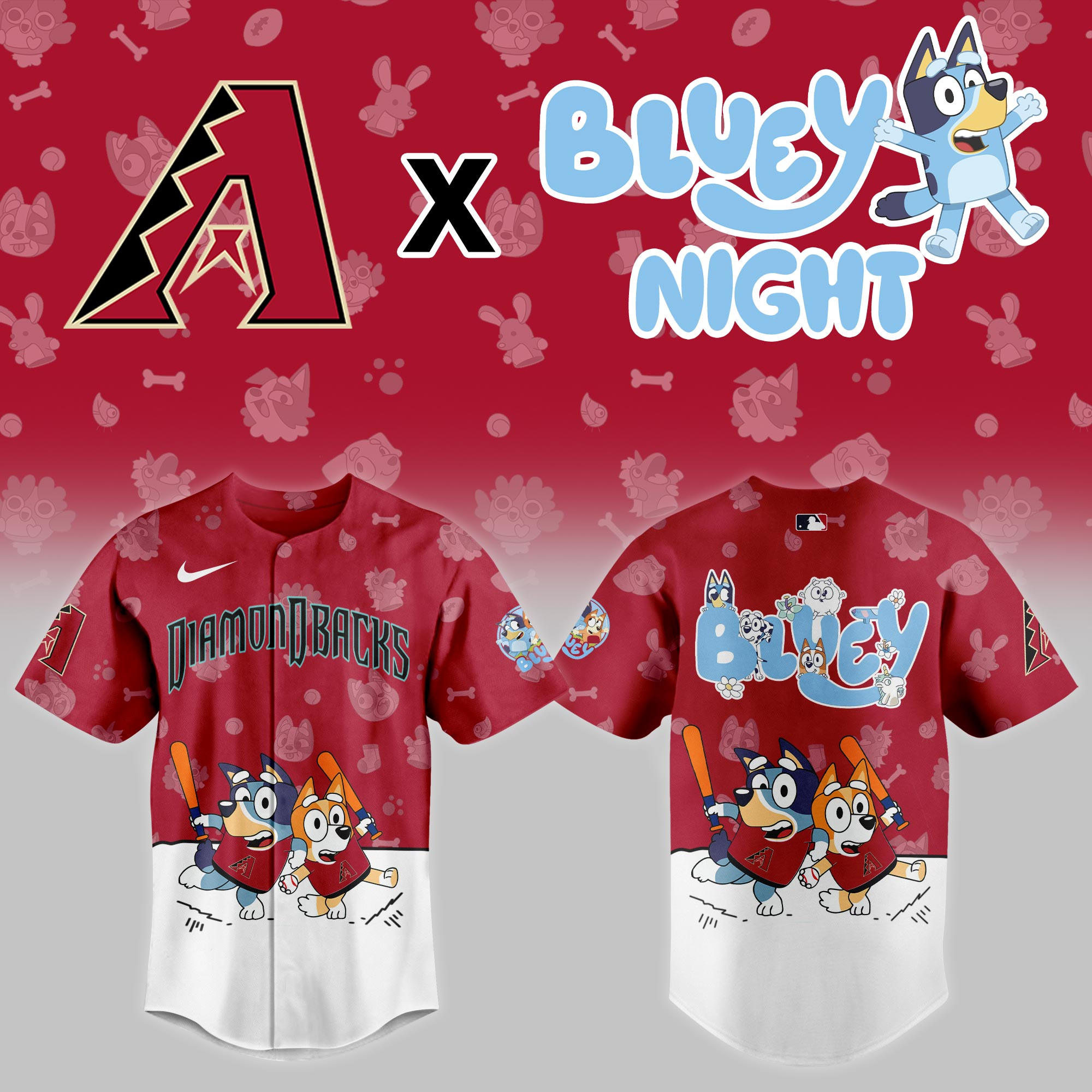 Arizona Diamondbacks Mlb X Bluey Night Baseball Jersey For Fan