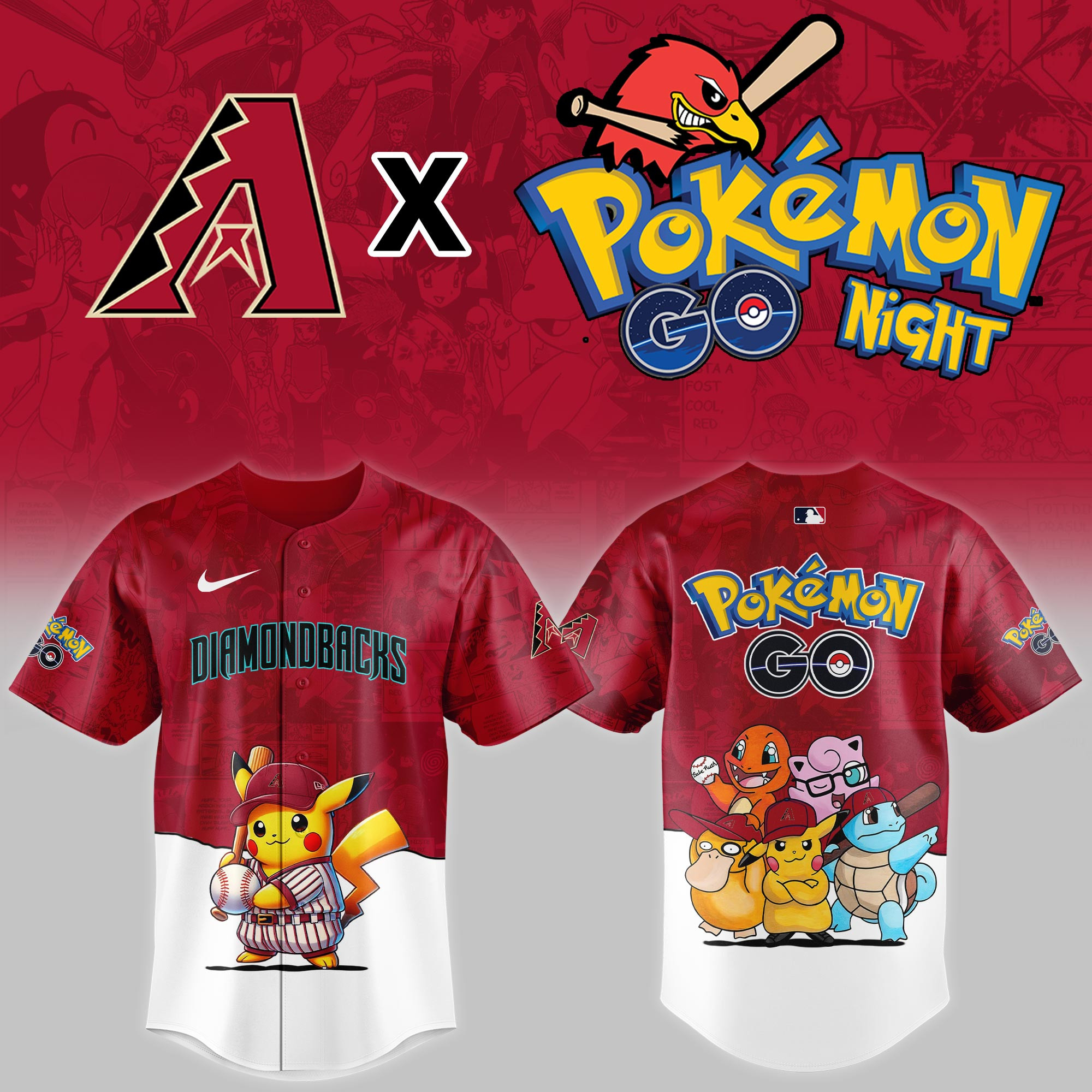 Arizona Diamondbacks Mlb X Pokemon Go Night Baseball Jersey For Fan