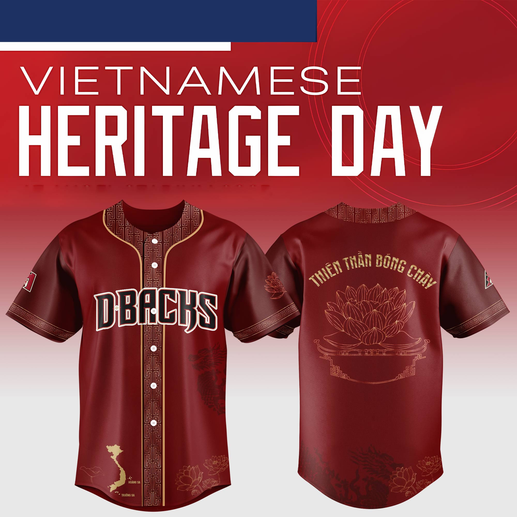 Arizona Diamondbacks Mlb X Vietnamese Heritage Night Baseball Jersey For Fans