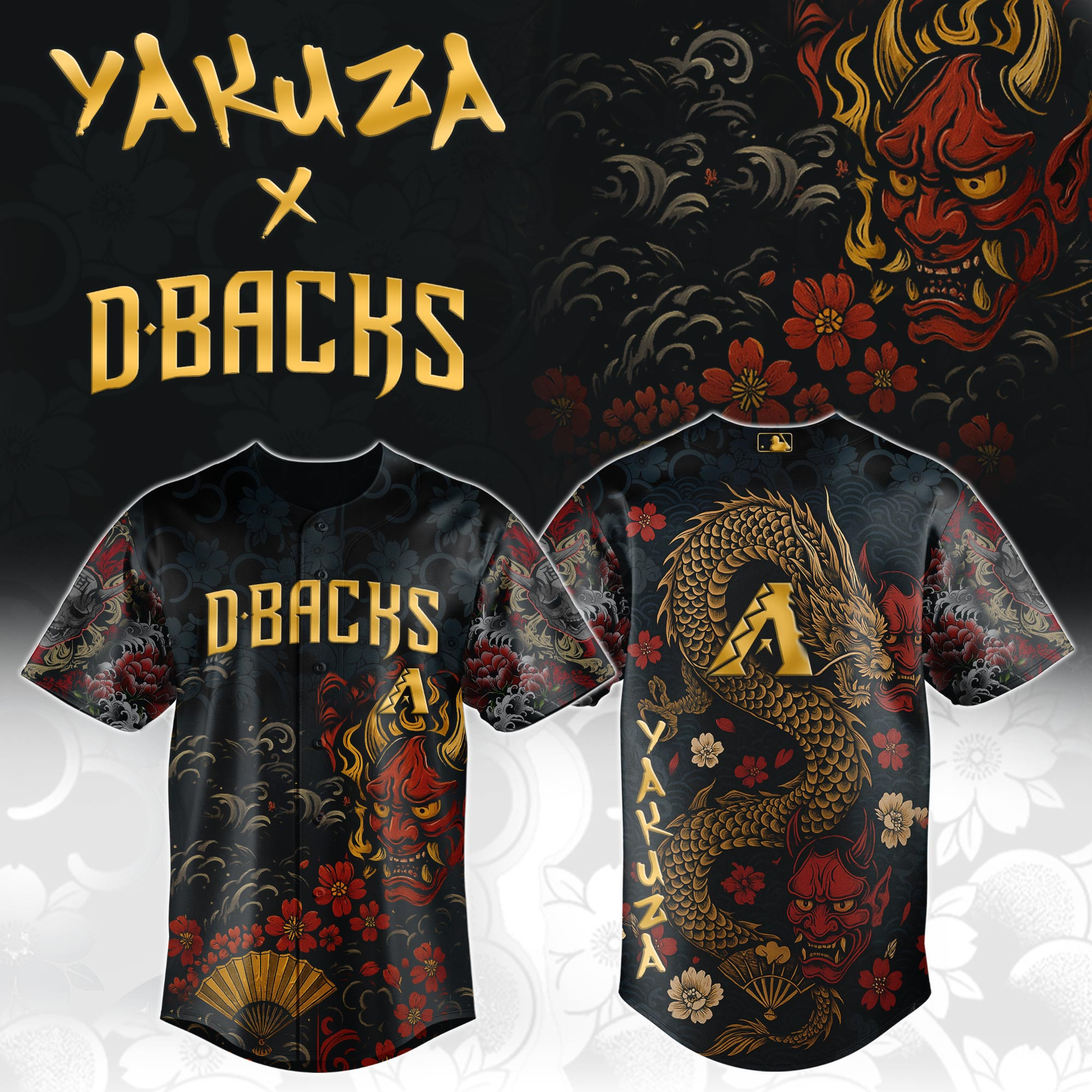 Arizona Diamondbacks Mlb X Yakuza Dragon Oni Baseball Jersey For Fans