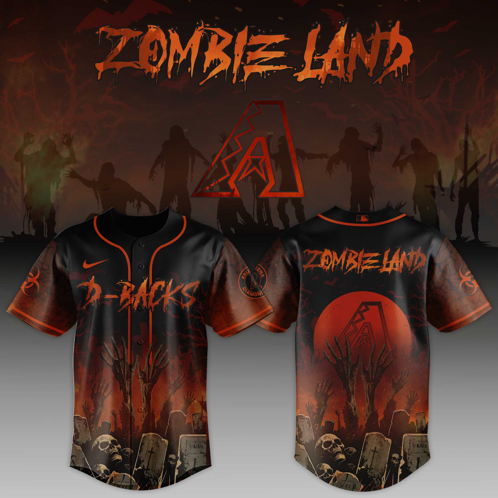 Arizona Diamondbacks Mlb X Zombie Land Baseball Jersey For Fans