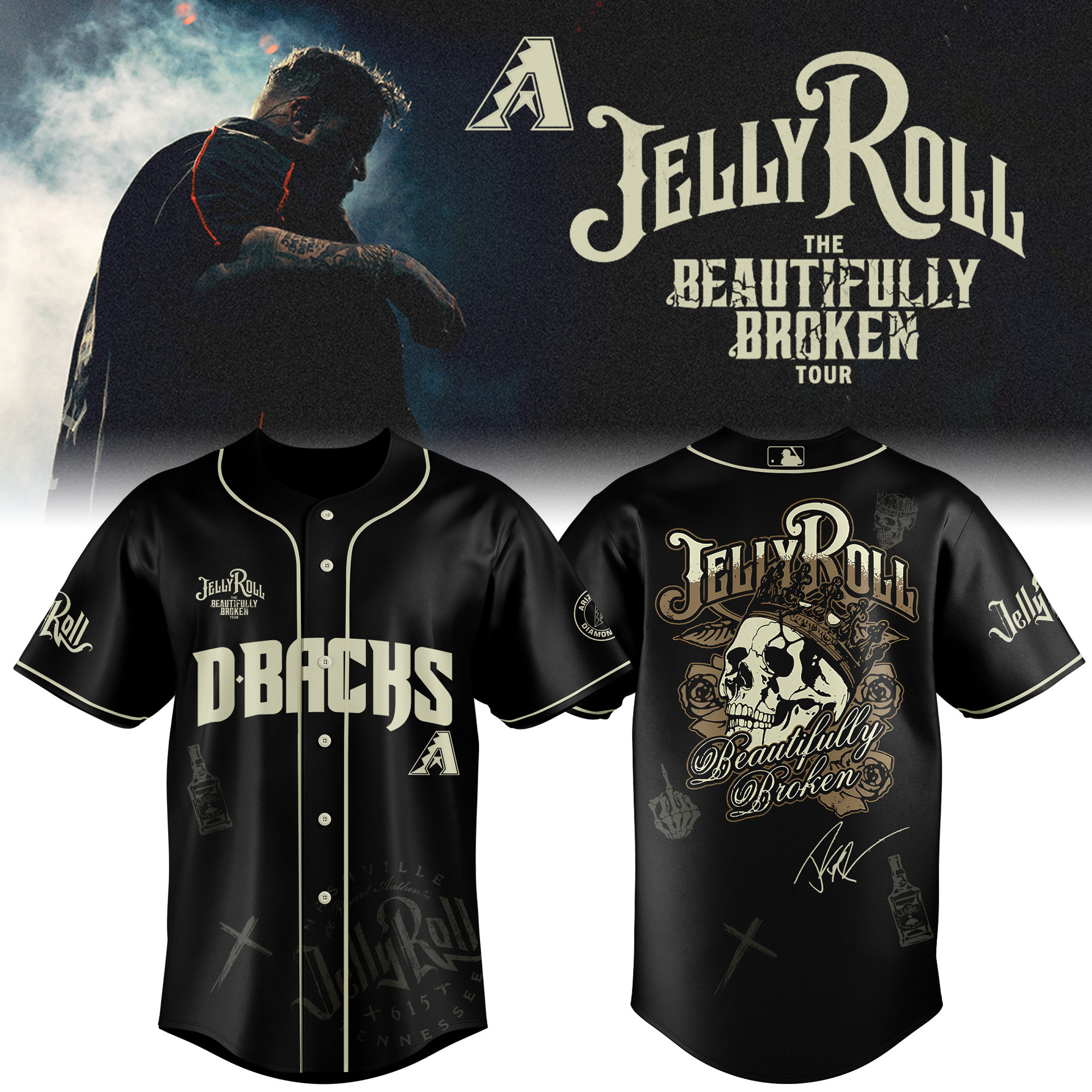 Arizona Diamondbacks X Jelly Roll Baseball Jersey 2025 Gift For Baseball Fans
