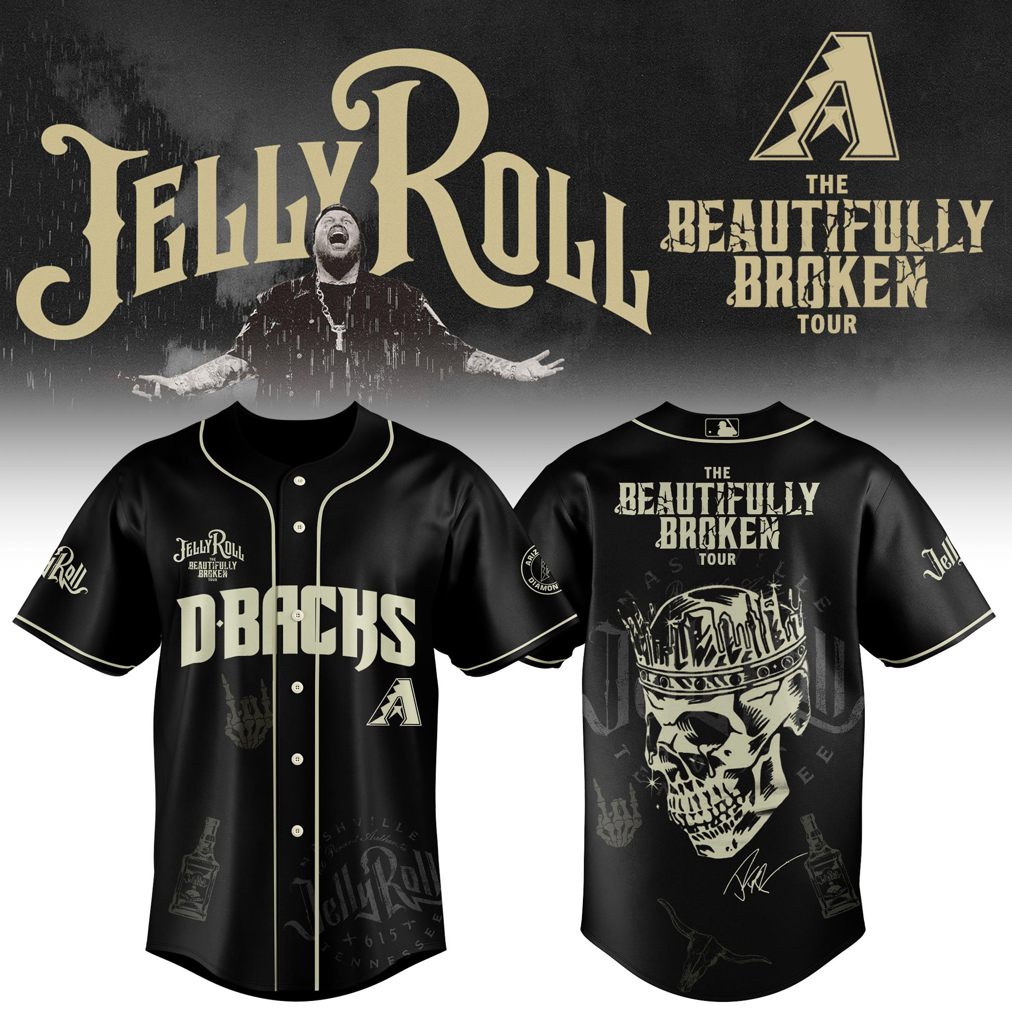 Arizona Diamondbacks X Jelly Roll Baseball Jersey 2025 Gift For Jelly Roll Fans