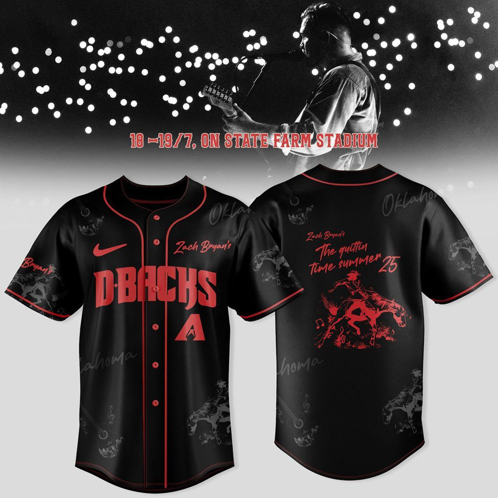 Arizona Diamondbacks x Zach Bryan The Quittin' Time Tour 2025 Baseball Jersey Diamondbacks Merch