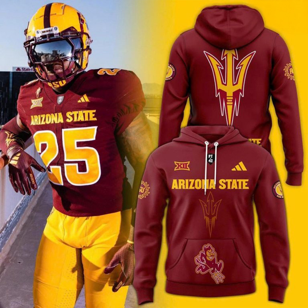 Arizona State Sun Devils 2025 Core Uniform Red Hoodie Sun Devils Merch Football Fan Gifts