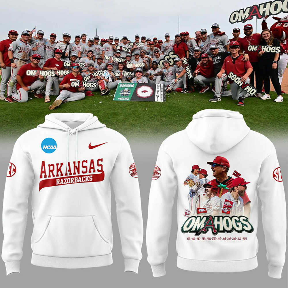 Arkansas Razorbacks Omahogs Champions White Hoodie Arkansas Razorbacks Merch Fans Gifts