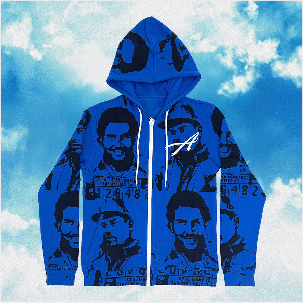 Asaali Hoodie Asaali Cartel Zip Up Hoodie Royal Blue Pablo Escobar Merch Gifts For Fans