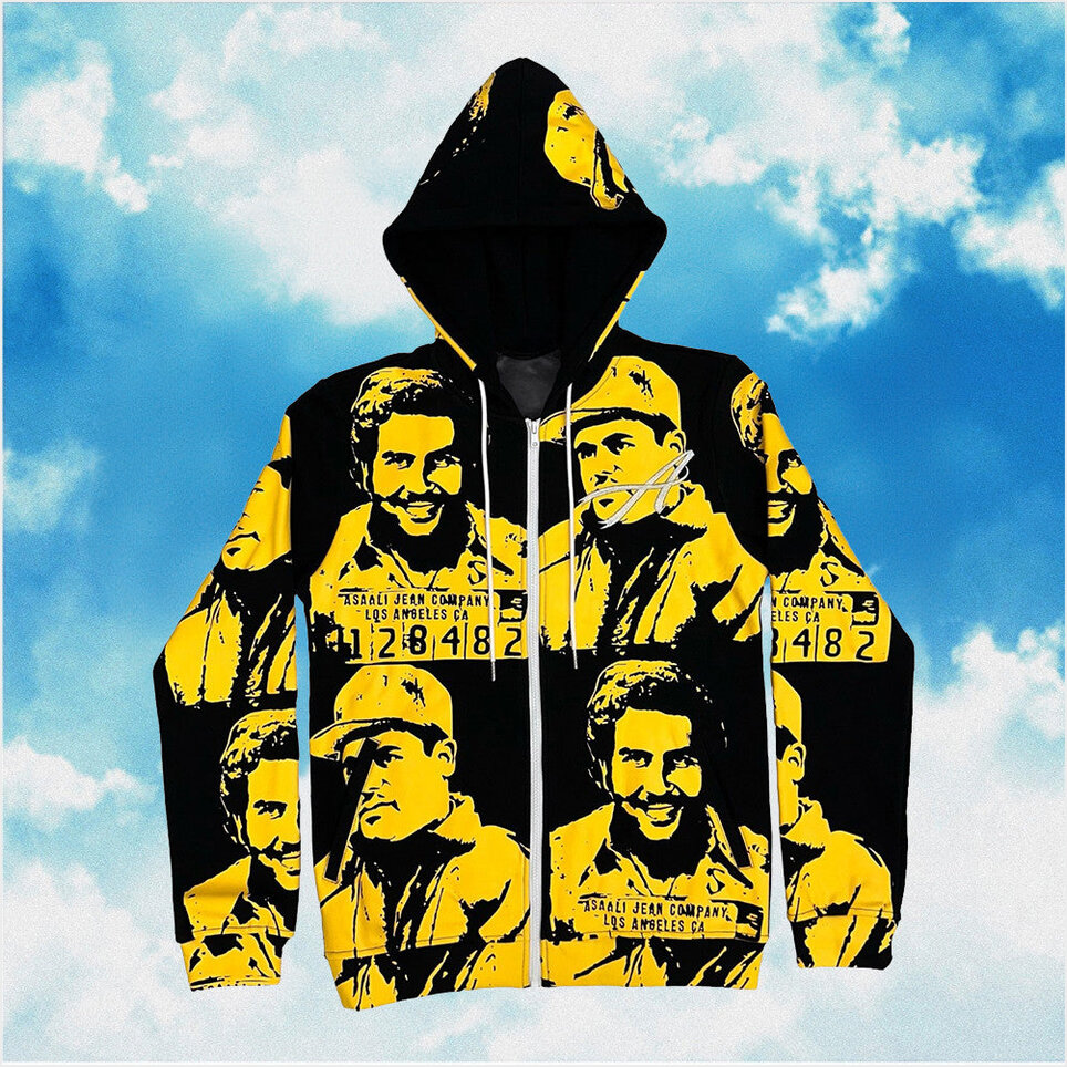 Asaali Hoodie Asaali Cartel Zip Up Hoodie Yellow Pablo Escobar Merch Clothing Fans Gifts