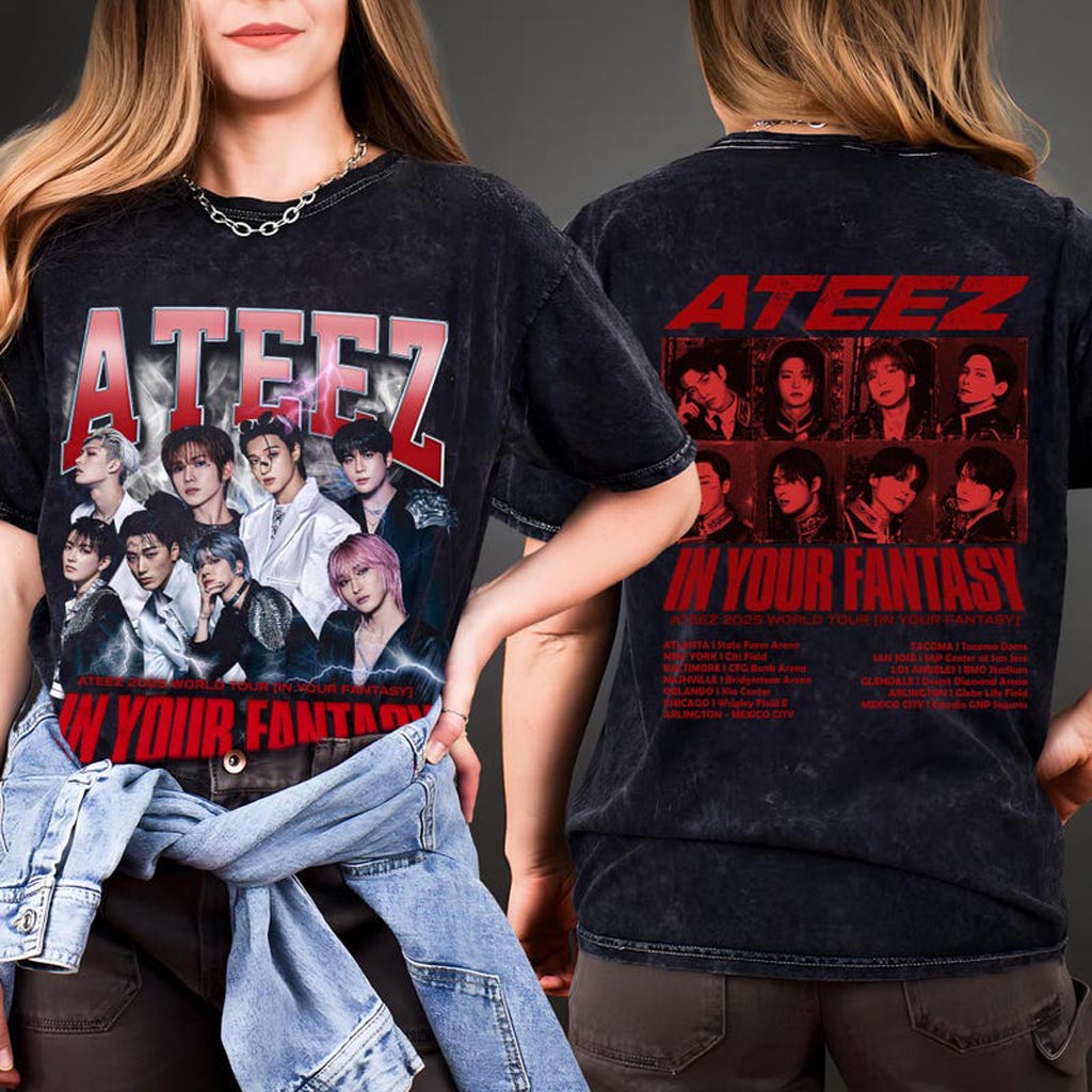 Ateez 2025 World Tour In Your Fantasy Mineral Wash Shirt Ateez World Tour 2025 In North
