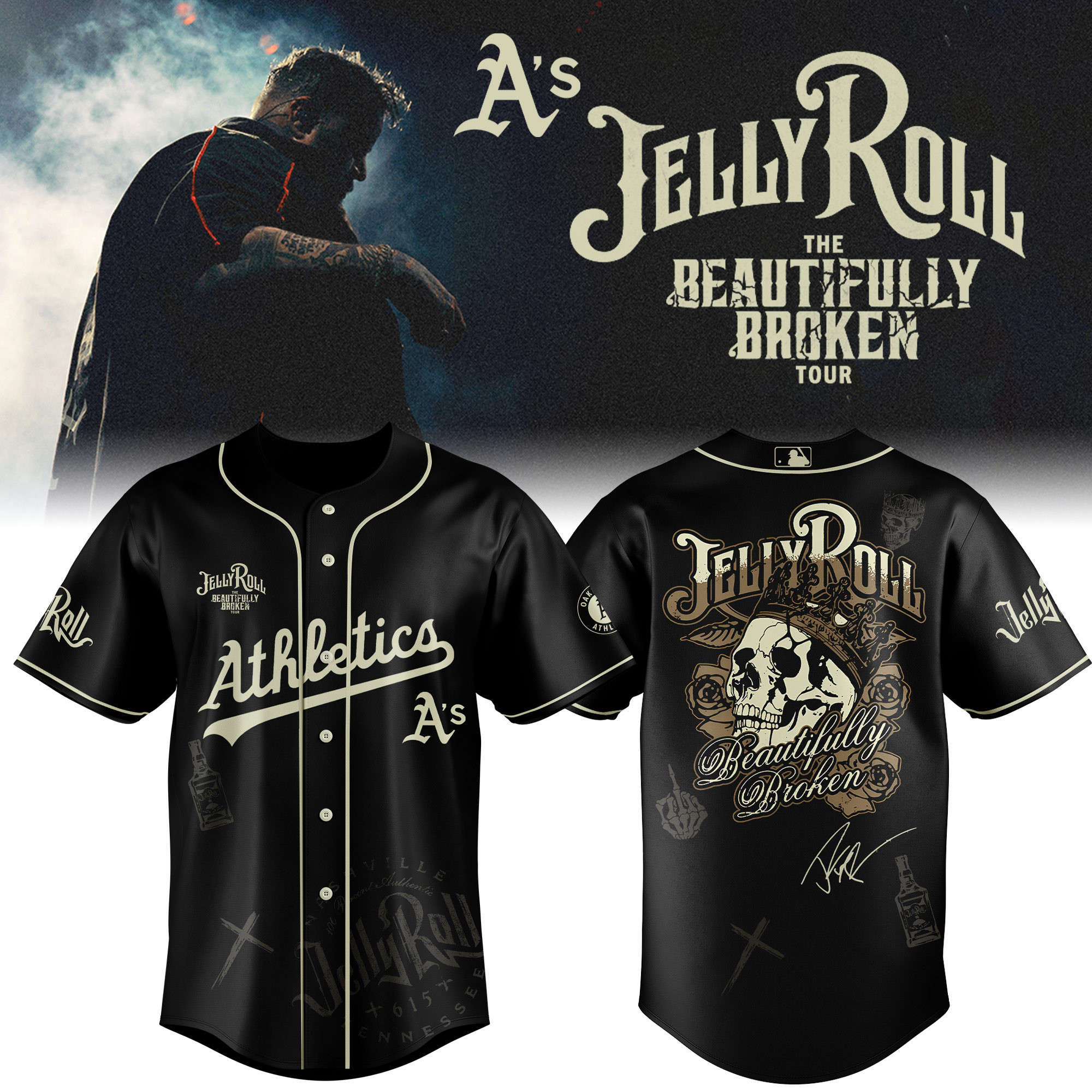 Athletics X Jelly Roll Baseball Jersey 2025 Gift For Baseball Fans