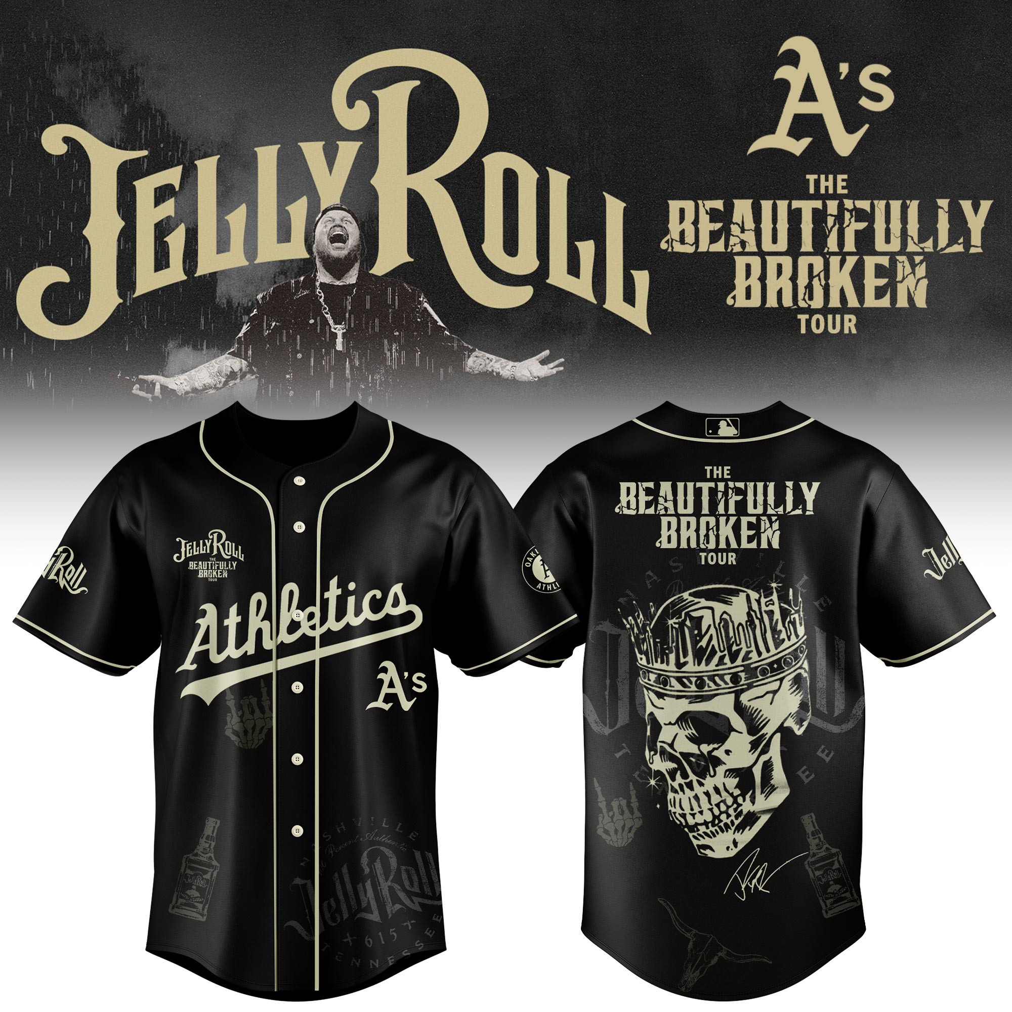 Athletics X Jelly Roll Baseball Jersey 2025 Gift For Jelly Roll Fans
