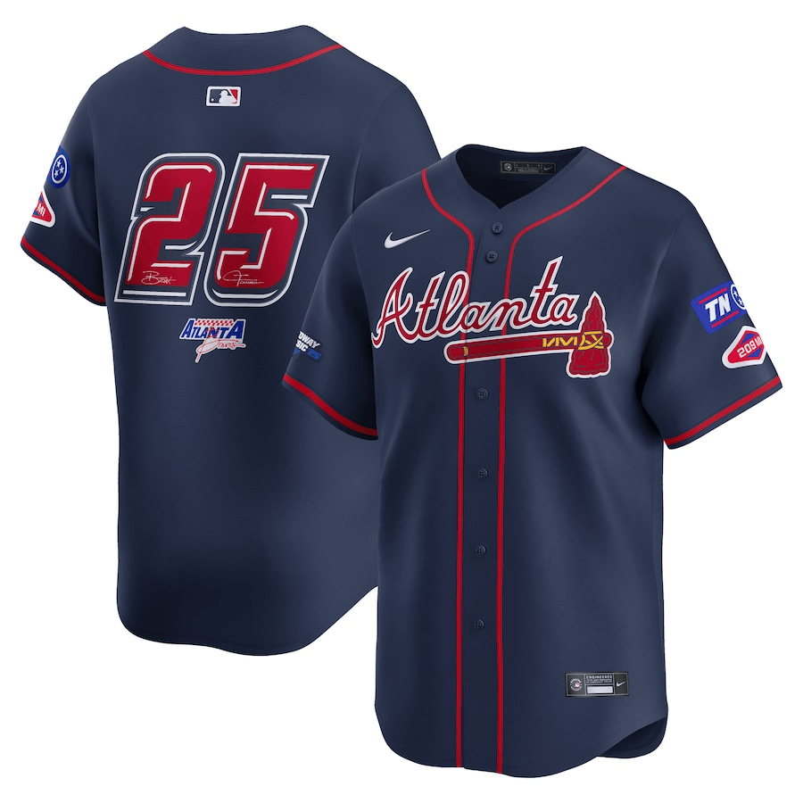 Atlanta Braves #25 Nike Navy 2025 MLB Speedway MERCH