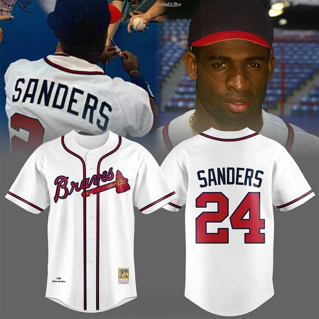 Atlanta Braves Deion Sanders Baseball Jersey Atlanta Braves Merch Gifts For Father