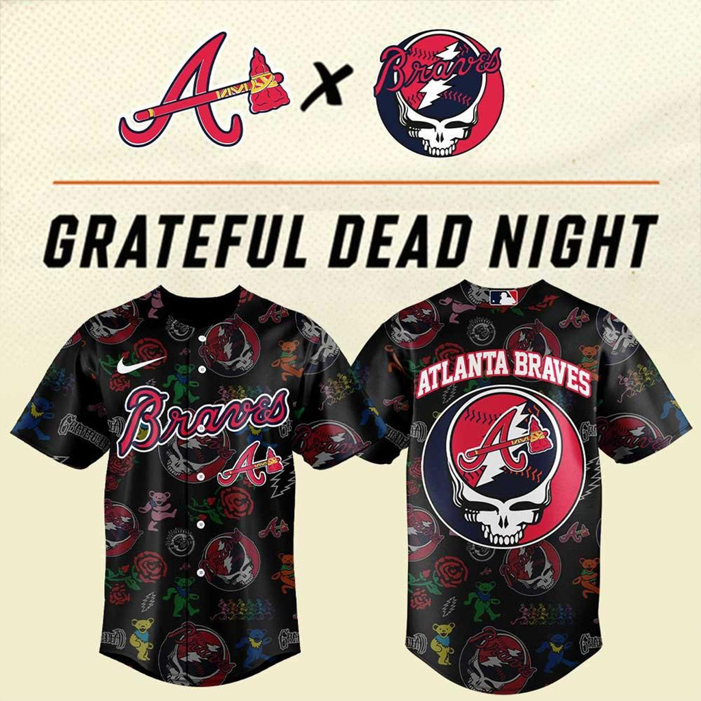 Atlanta Braves Grateful Dead Night Special Baseball Jersey Atlanta Braves Merch Fans Gifts