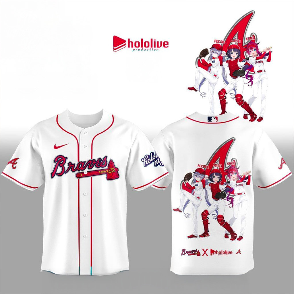 Atlanta Braves Hololive Night Collaboration Jersey Atlanta Braves Merch Gifts For Fans
