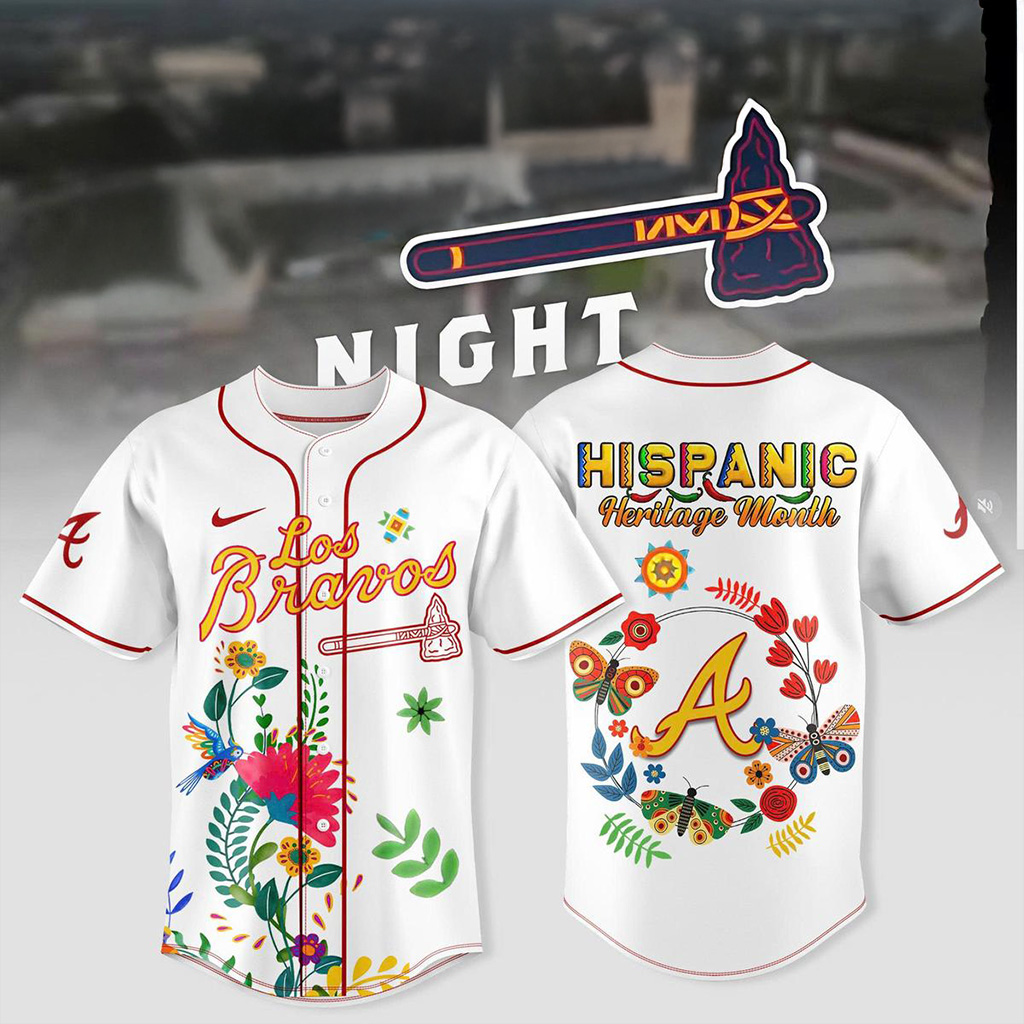 Atlanta Braves Los Bravos Heritage Month 2025 Jersey Atlanta Braves Merch Gifts For Fans